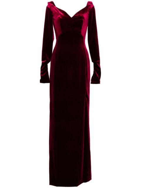 velvet long fitted dress by SAIID KOBEISY