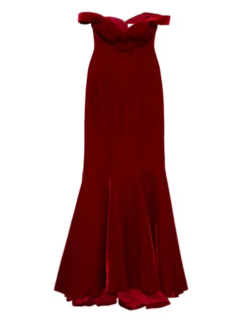 velvet off-shoulder dress by SAIID KOBEISY