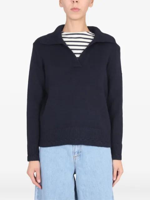 V-neck navy-collar sweater by SAINT JAMES