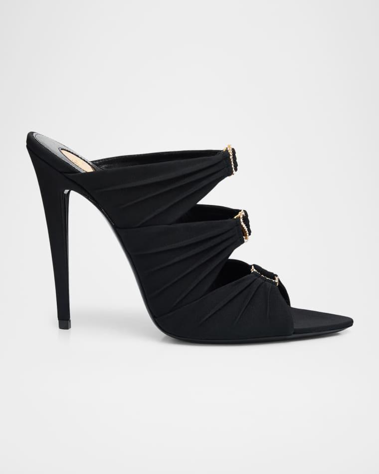 110mm Emilie Satin Embellished YSL Mules by SAINT LAURENT