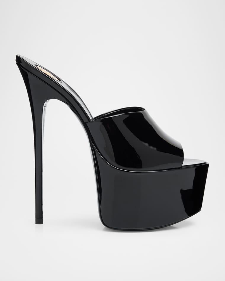 110mm Kika Patent Leather Platform Mules by SAINT LAURENT
