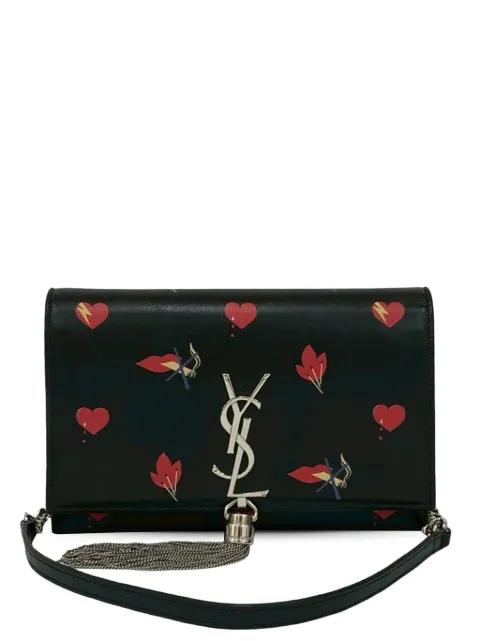 2013-2025 Calfskin Heart and Smoking Lips Monogram Kate Tassel Wallet on Chain crossbody bag by SAINT LAURENT 