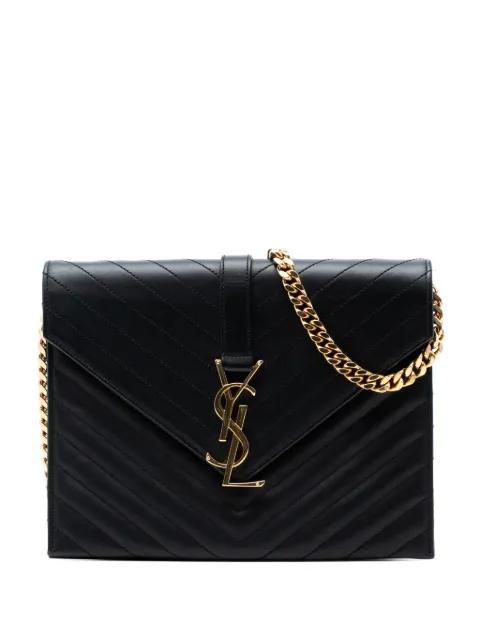 2014 Chevron Calfskin Classic Monogram Envelope crossbody bag by SAINT LAURENT 