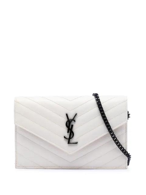 2015 Grain De Poudre Chevron Monogram Envelope Chain Wallet crossbody bag by SAINT LAURENT 
