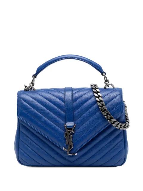 2015 Medium Quilted Chevron Sheepskin College satchel by SAINT LAURENT 