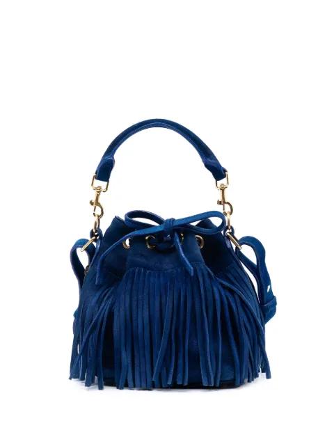 2015 Small Suede Emmanuelle Fringe Bucket Bag satchel by SAINT LAURENT 