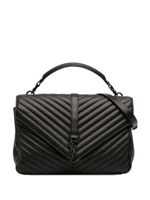2016 Large Sheepskin Chevron Monogram Monochrome College Bag satchel by SAINT LAURENT 