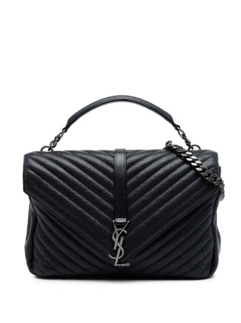 2016 Large Sheepskin Chevron Monogram Monochrome College Bag satchel by SAINT LAURENT 