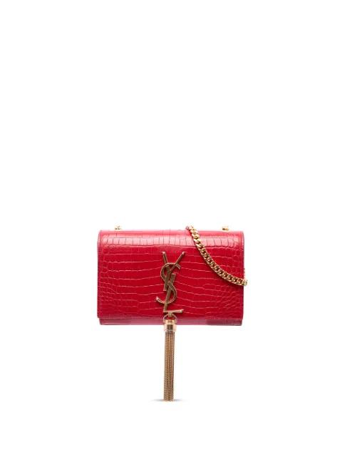 2016 Small Croc Embossed Leather Kate Tassel crossbody bag by SAINT LAURENT 