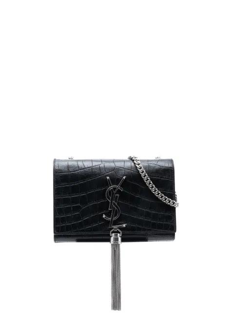 2016 Small Croc Embossed Leather Monogram Kate Tassel crossbody bag by SAINT LAURENT 