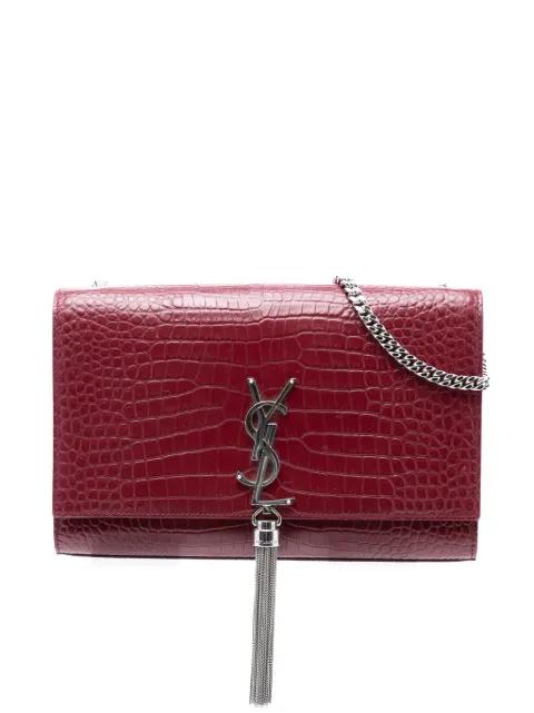 2017 Medium Croc Embossed Leather Monogram Kate Tassel crossbody bag by SAINT LAURENT 