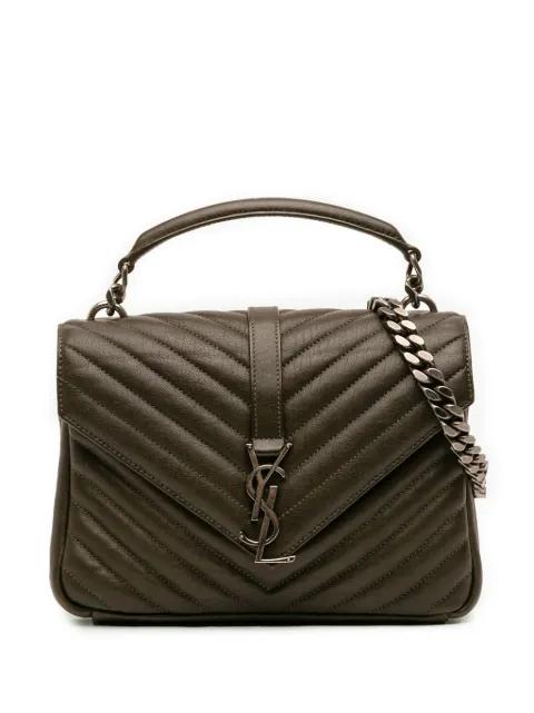 2017 Medium Quilted Chevron Sheepskin College satchel by SAINT LAURENT 