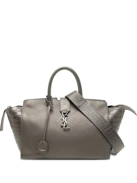 2017 Small Croc Embossed Trimmed Leather Downtown Cabas satchel by SAINT LAURENT 