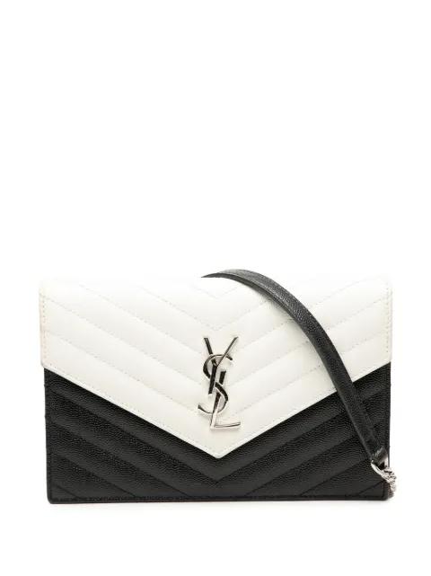 2018 Bicolor Grain De Poudre Cassandre Envelope Chain Wallet crossbody bag by SAINT LAURENT 