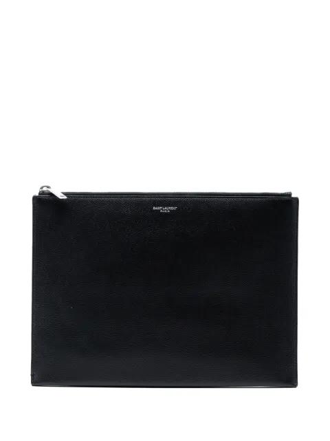 2018 Grained Leather Zip clutch bag by SAINT LAURENT 