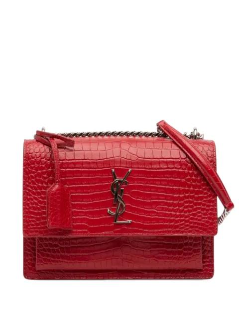 2018 Medium Croc Embossed Leather Monogram Sunset crossbody bag by SAINT LAURENT 