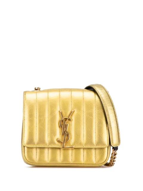 2018 Small Metallic Grain De Poudre Monogram Vicky Chain Bag crossbody bag by SAINT LAURENT 