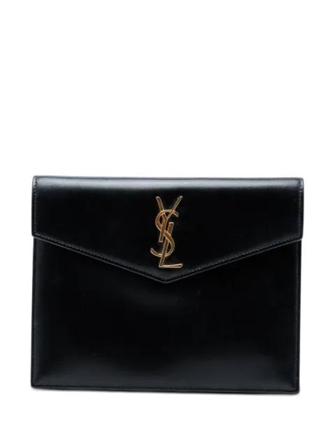 2019 Baby Smooth Shiny Calfskin Monogram Uptown Pouch clutch bag by SAINT LAURENT 
