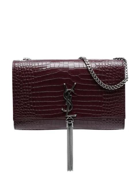 2019 Medium Croc Embossed Leather Monogram Kate Tassel crossbody bag by SAINT LAURENT 