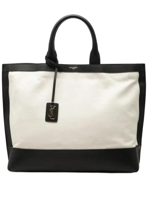 2020 Bicolor Canvas and Leather Cabas tote bag by SAINT LAURENT 