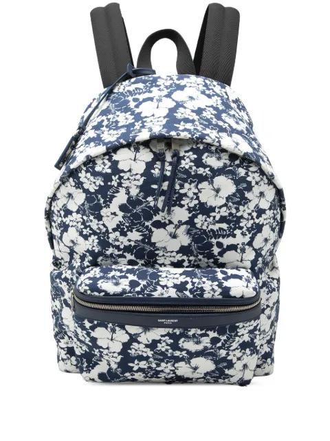 2020 Canvas Hibiscus Flower City backpack by SAINT LAURENT 