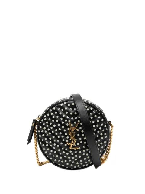 2020 Chevron Calfskin Polka Dot Round Vinyle Camera Bag crossbody bag by SAINT LAURENT 