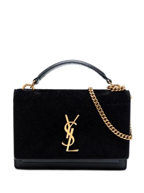 2020 Medium Suede and Calfskin Monogram Sunset Top Handle Bag satchel by SAINT LAURENT 