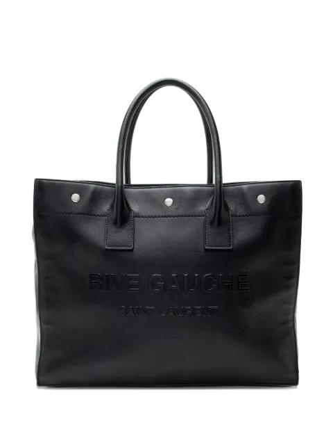 2022 small Rive Gauche embossed-logo calfskin tote bag by SAINT LAURENT 