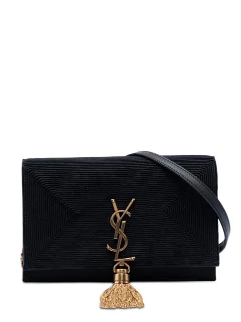 2023 Embroidered Satin Monogram Kate Tassel Wallet on Chain crossbody bag by SAINT LAURENT 