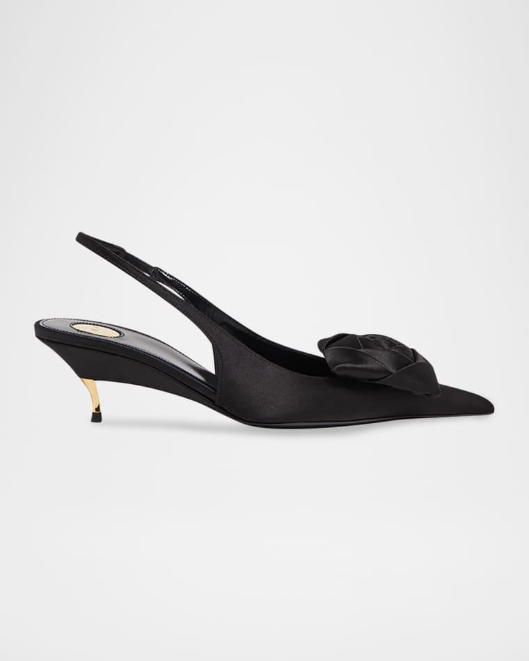 50mm Dakota Rose Satin Slingback Pumps by SAINT LAURENT