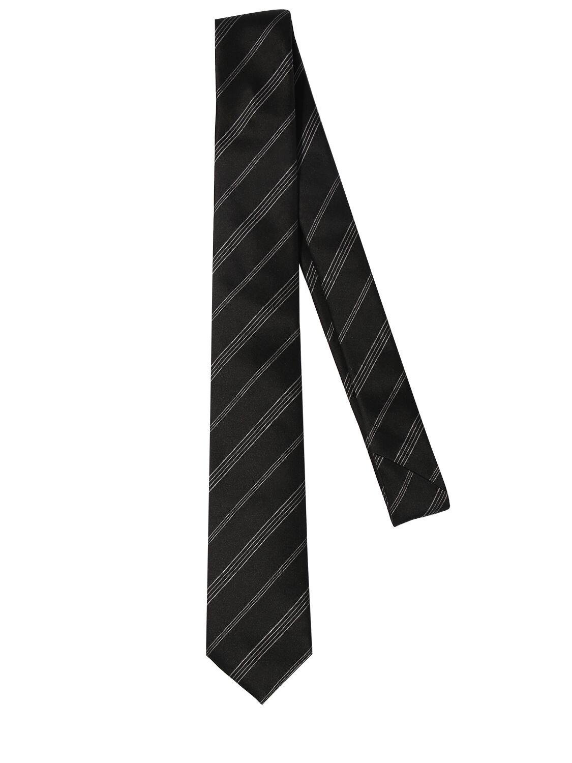 5cm Double Striped Silk Tie by SAINT LAURENT