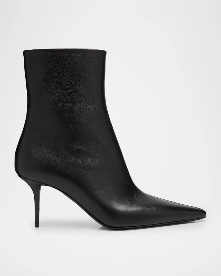 75mm Ashley Leather Booties by SAINT LAURENT
