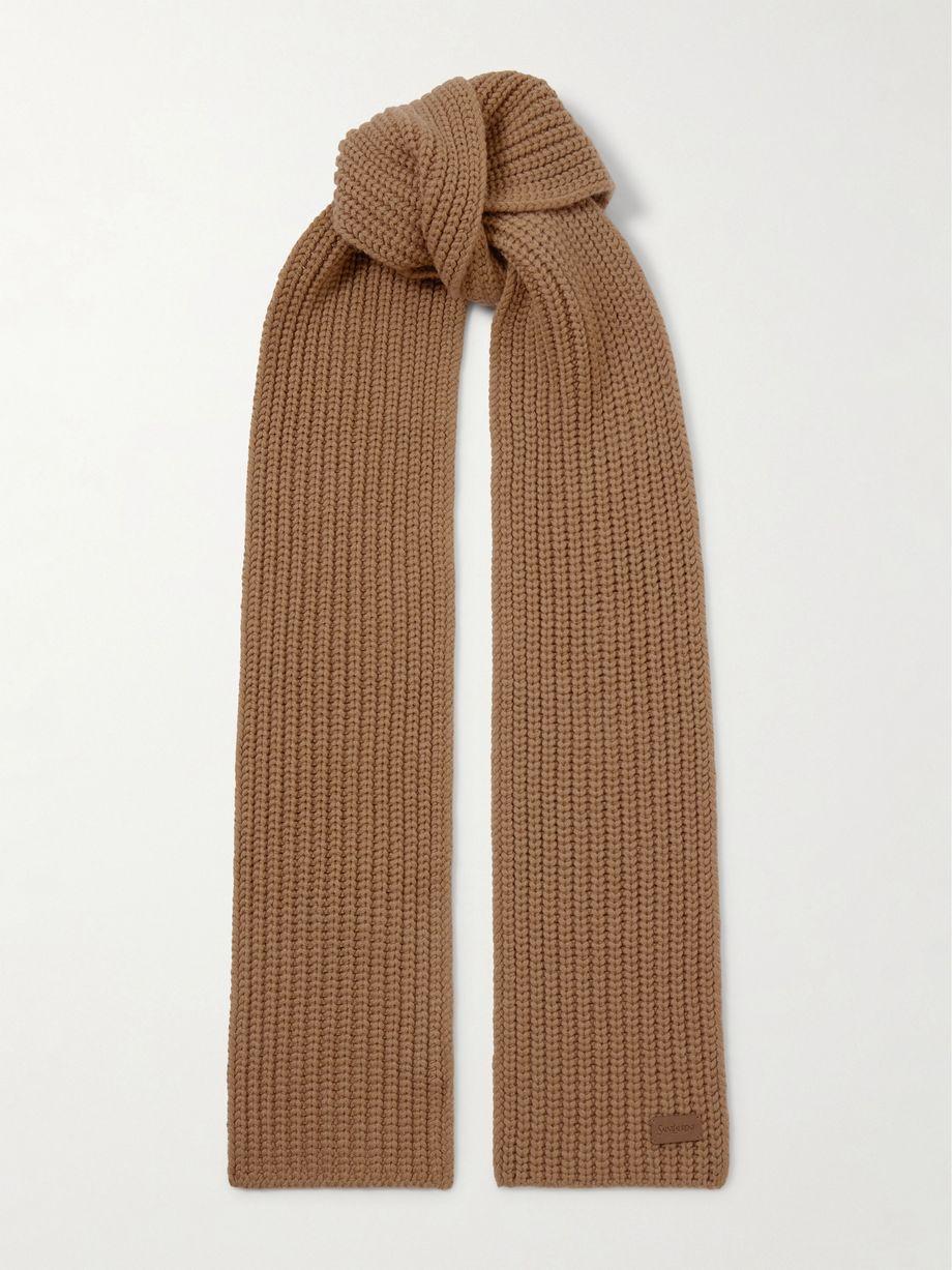 Appliquéd ribbed cashmere scarf by SAINT LAURENT