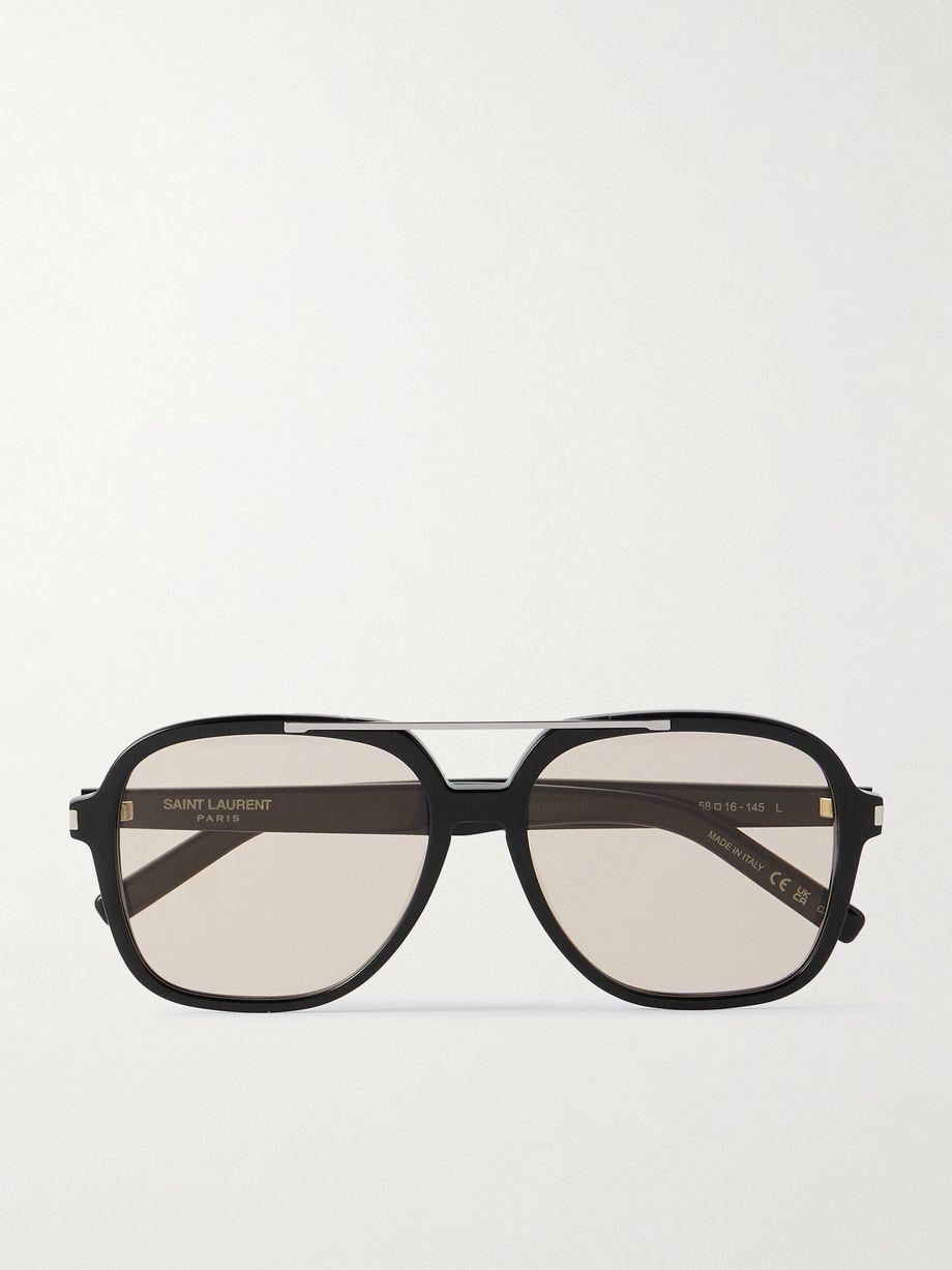 Aviator-style silver-tone and acetate sunglasses by SAINT LAURENT