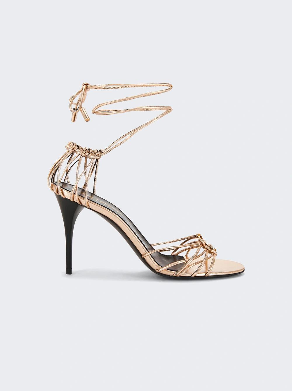Babylone Sandals Soft Rose Metallic Leather  | The Webster by SAINT LAURENT