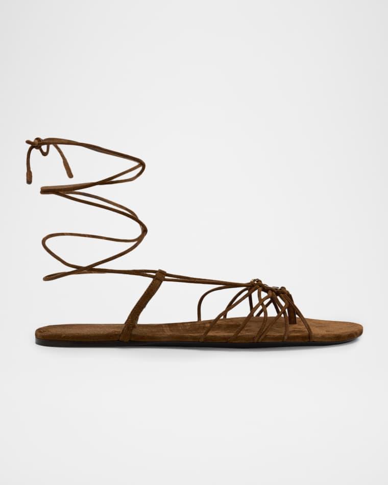 Babylone Suede Lace-Up Sandals by SAINT LAURENT