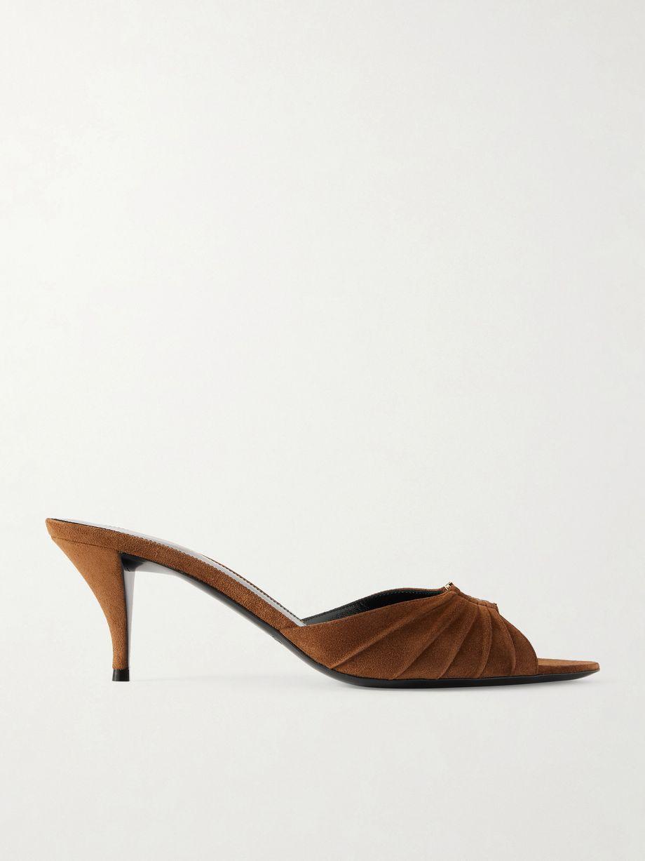 Babylone embellished gathered suede mules by SAINT LAURENT