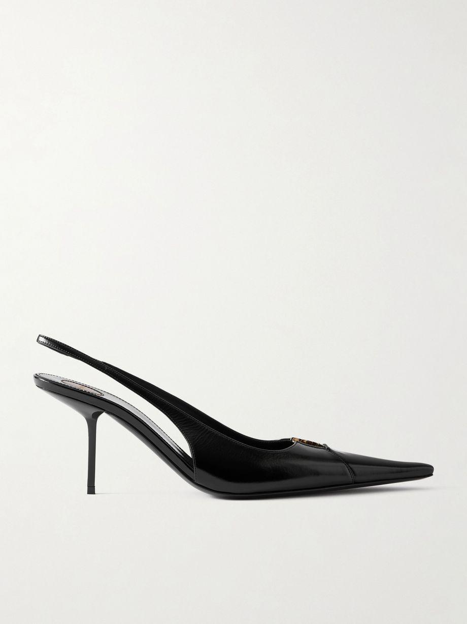 Babylone embellished glossed-leather slingback pumps by SAINT LAURENT