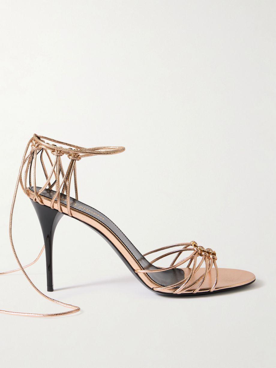 Babylone embellished knotted metallic leather sandals by SAINT LAURENT