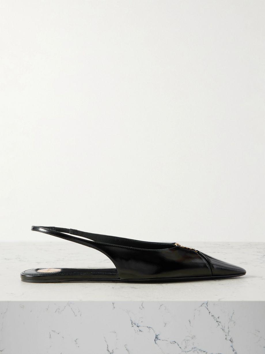 Babylone embellished leather slingback point-toe flats by SAINT LAURENT
