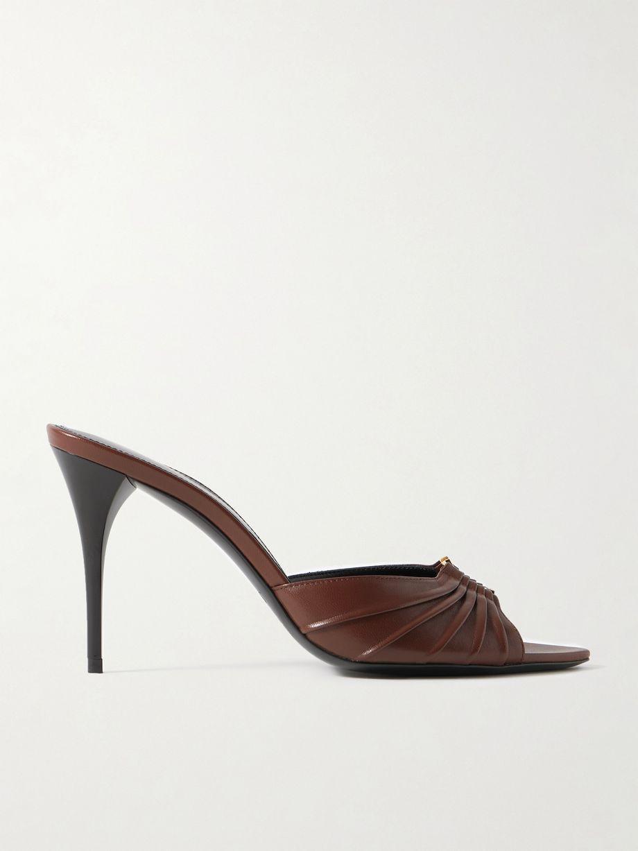 Babylone embellished pleated leather mules by SAINT LAURENT