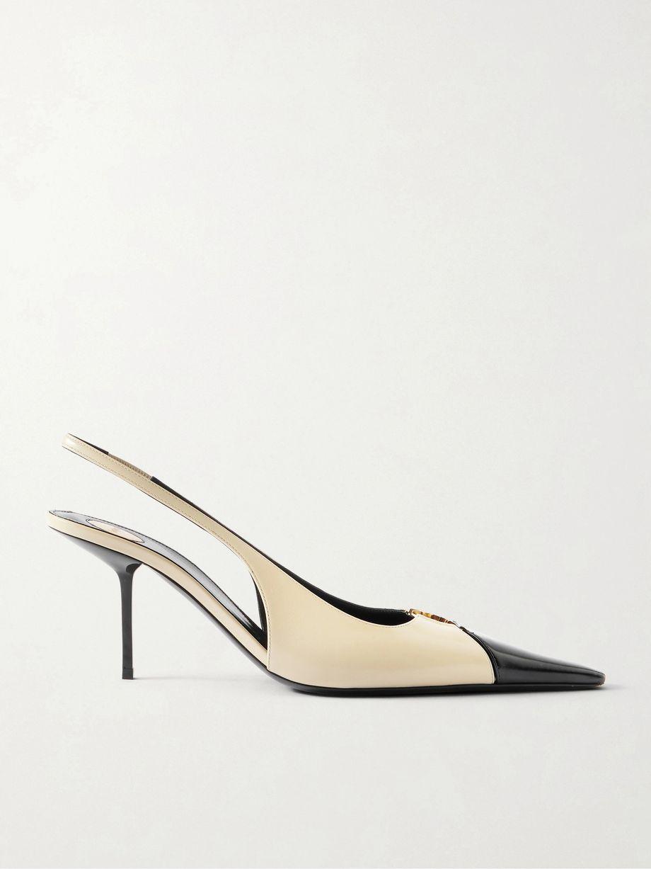 Babylone embellished two-tone leather slingback pumps by SAINT LAURENT