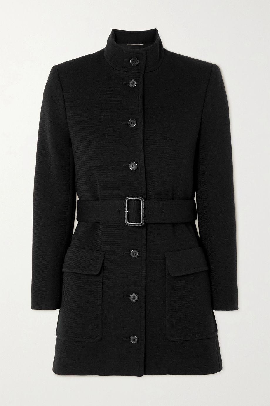 Belted wool-blend jersey jacket by SAINT LAURENT
