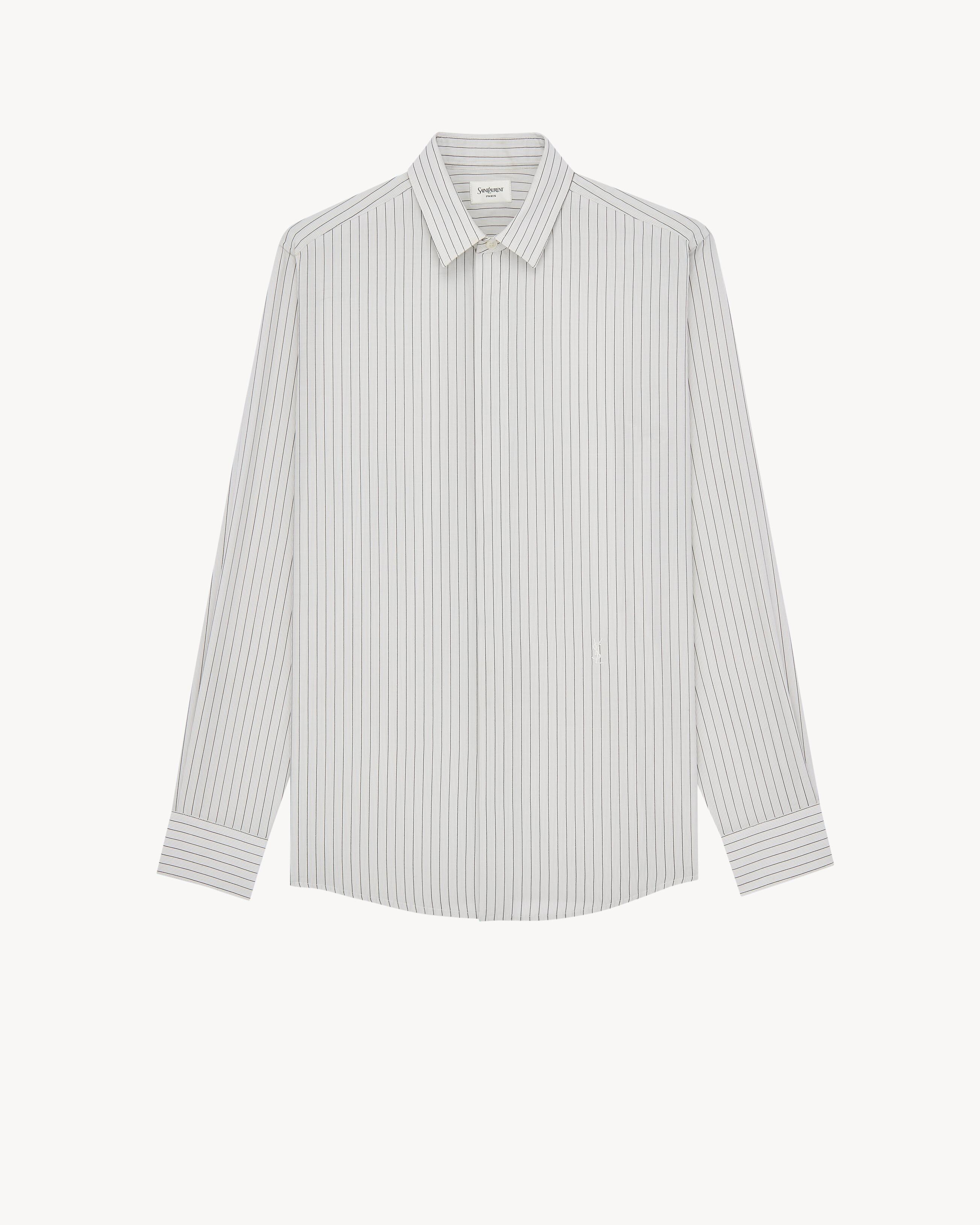 CASSANDRE slim shirt in striped viscose by SAINT LAURENT
