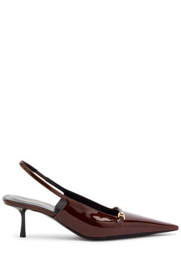 Carine 55 patent leather slingback pumps by SAINT LAURENT