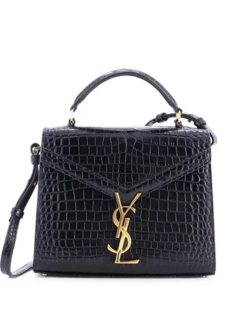 Cassandra Top Handle Bag Crocodile Embossed Leather Mini shoulder bag by SAINT LAURENT 