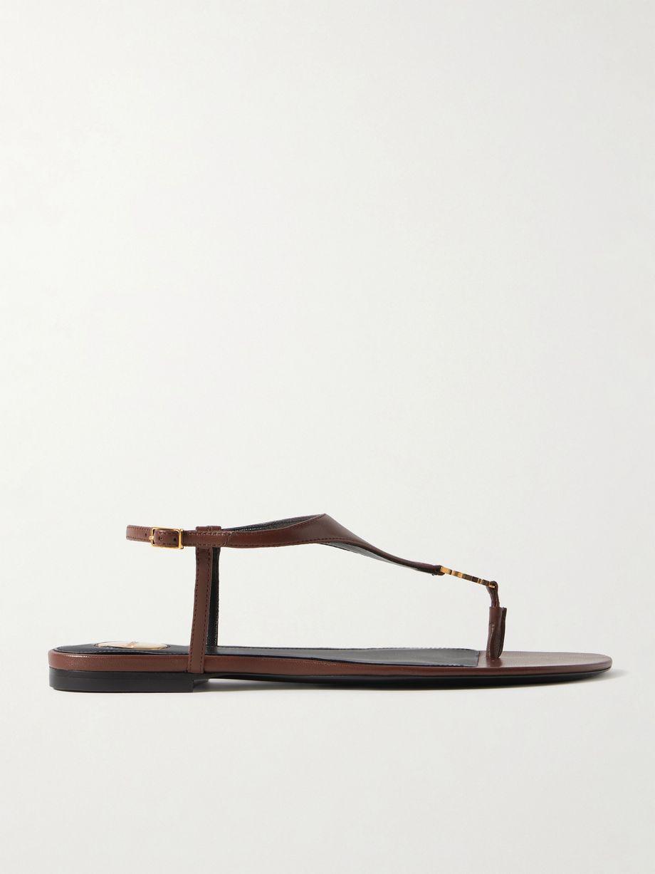 Cassandra logo-embellished leather slingback sandals by SAINT LAURENT