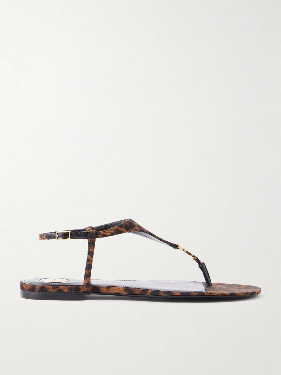 Cassandra logo-embellished leopard-print canvas sandals by SAINT LAURENT