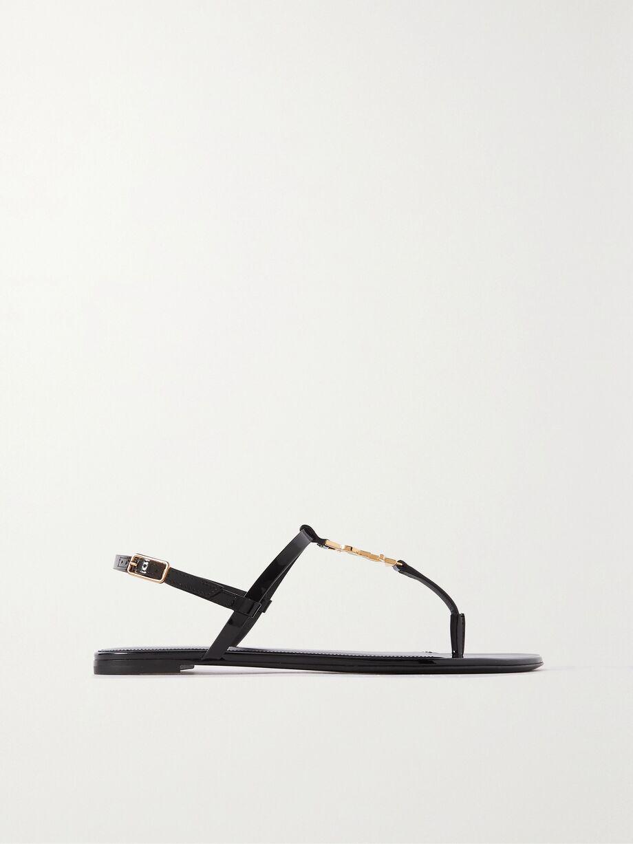Cassandra logo-embellished patent-leather slingback sandals by SAINT LAURENT