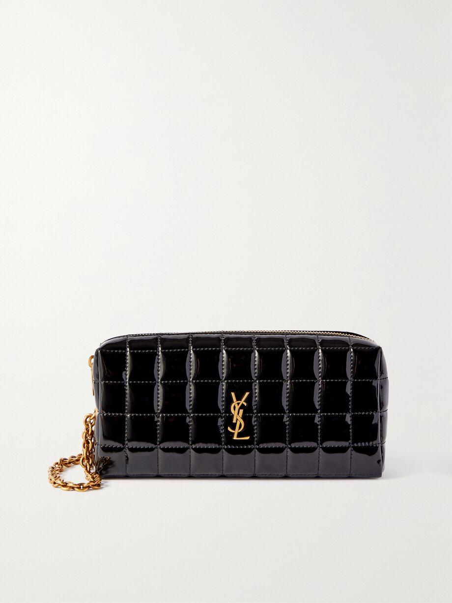 Cassandre Carré matelassé patent faux-leather pouch by SAINT LAURENT